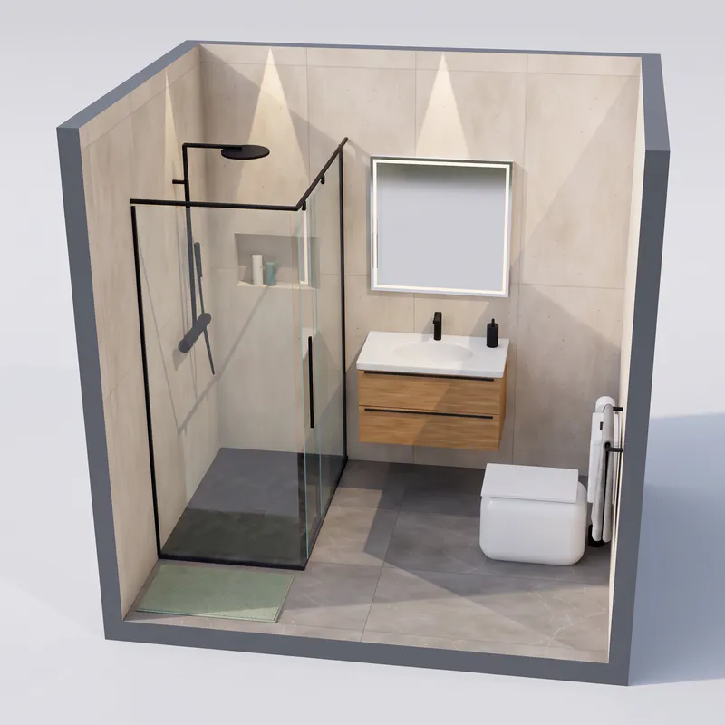 Baño de ejemplo reformado en gama media